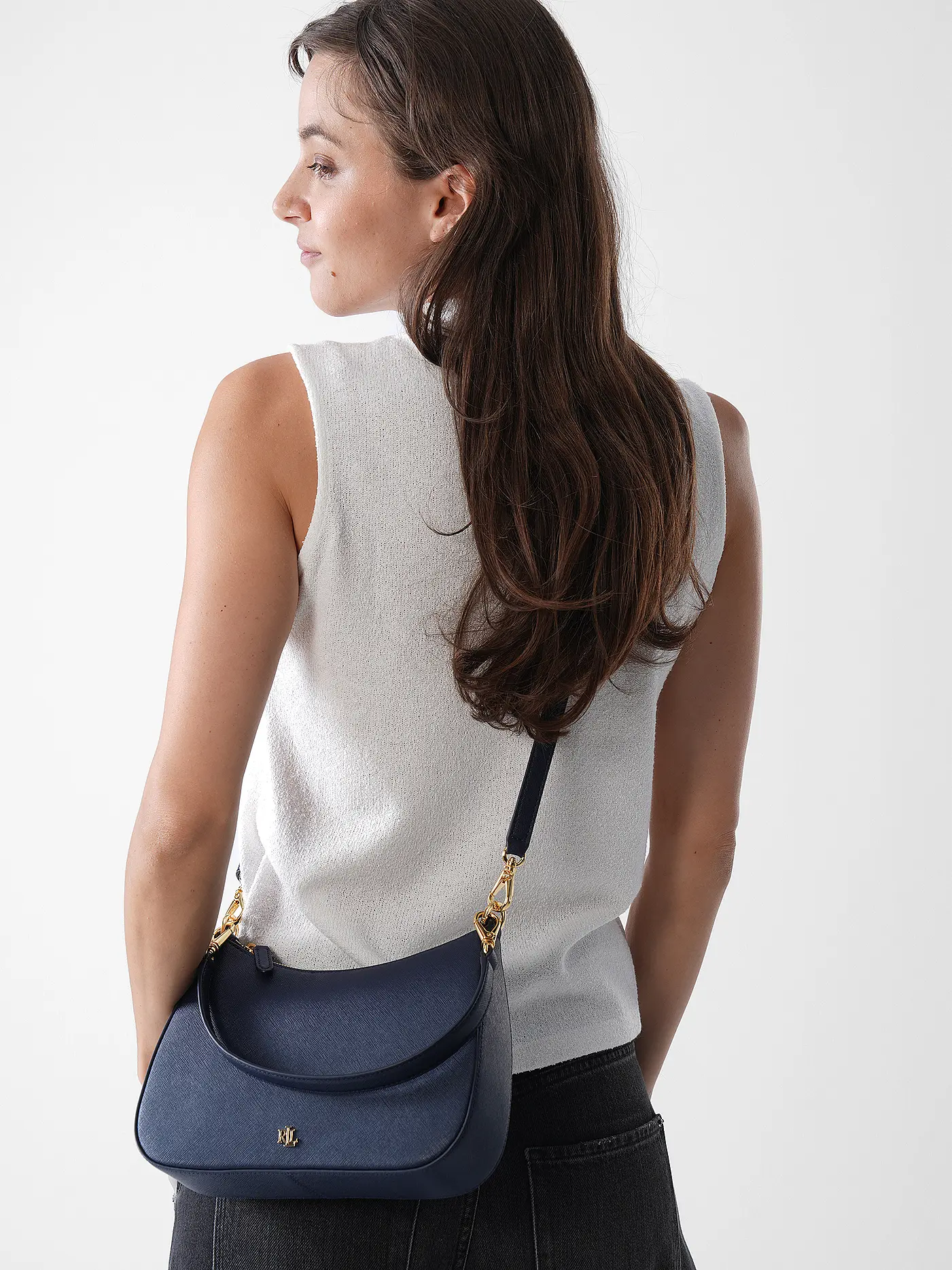 LAUREN RALPH LAUREN | Ledertasche - Henkeltasche DANNI 26 Medium | dunkelblau